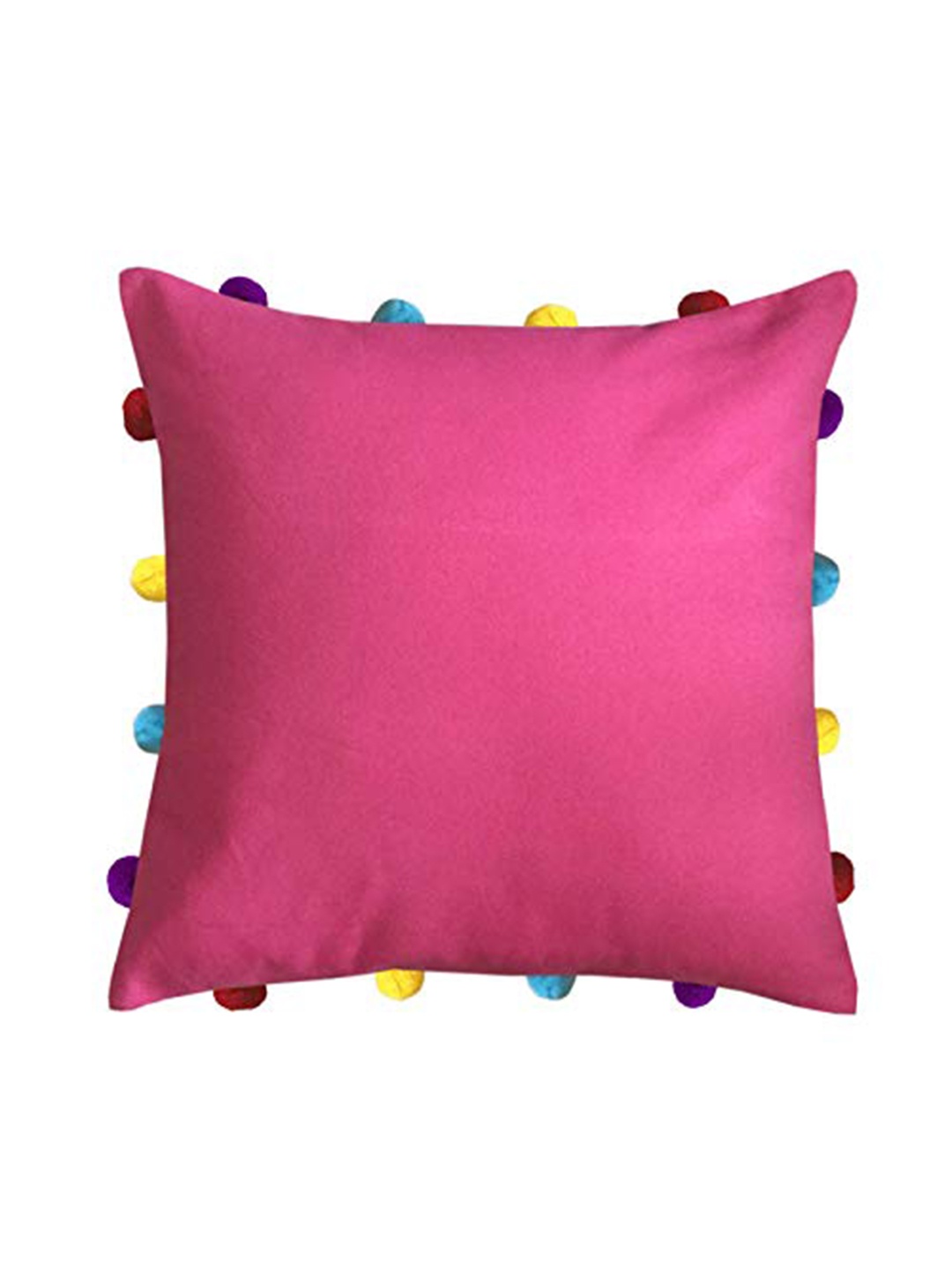 

Lushomes Pink & Blue Square Cotton Cushion Covers Tassels