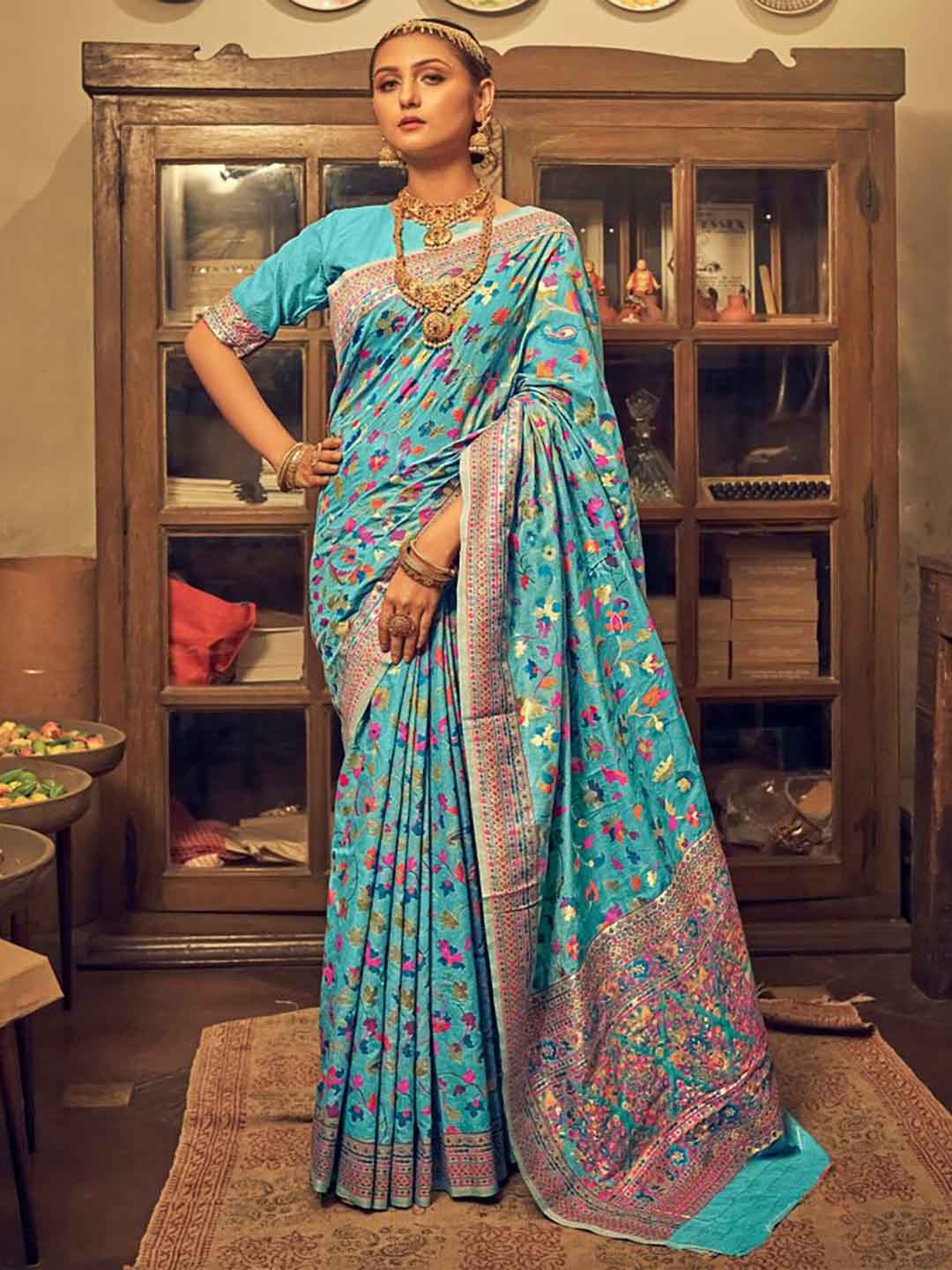 

Mitera Woven Design Zari Art Silk Saree, Blue