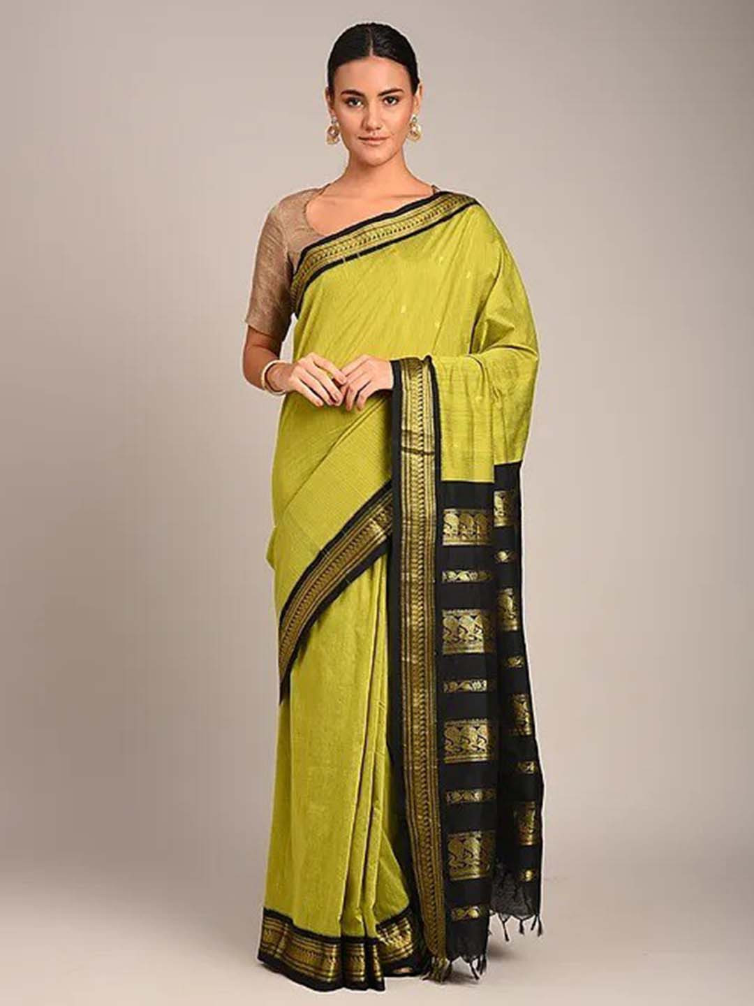 

Mitera Green & Black Zari Art Silk Saree