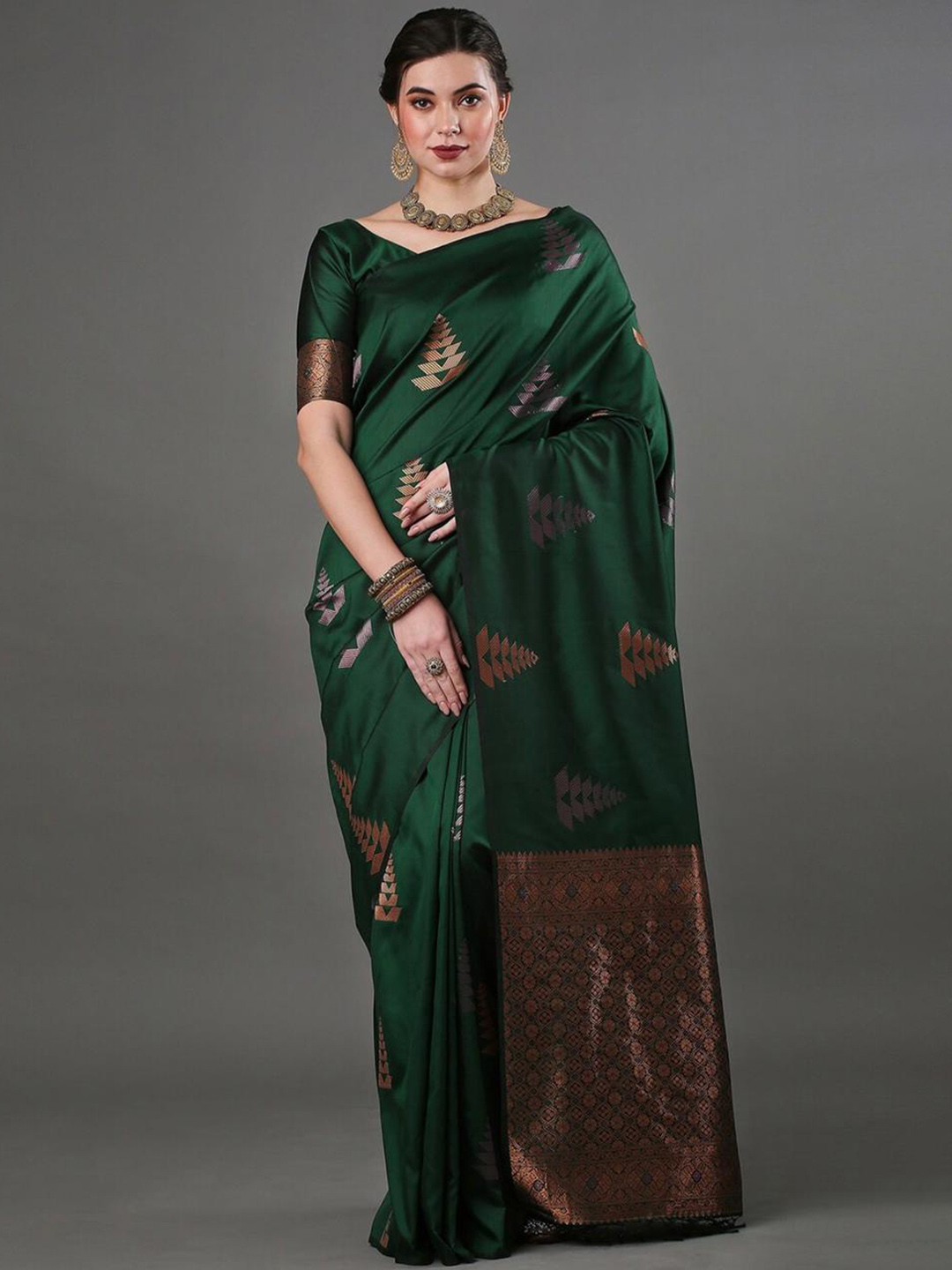 

Mitera Woven Design Zari Art Silk Saree, Green