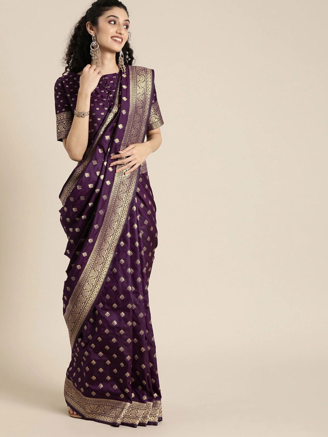 

Mitera Woven Design Zari Art Silk Saree, Purple