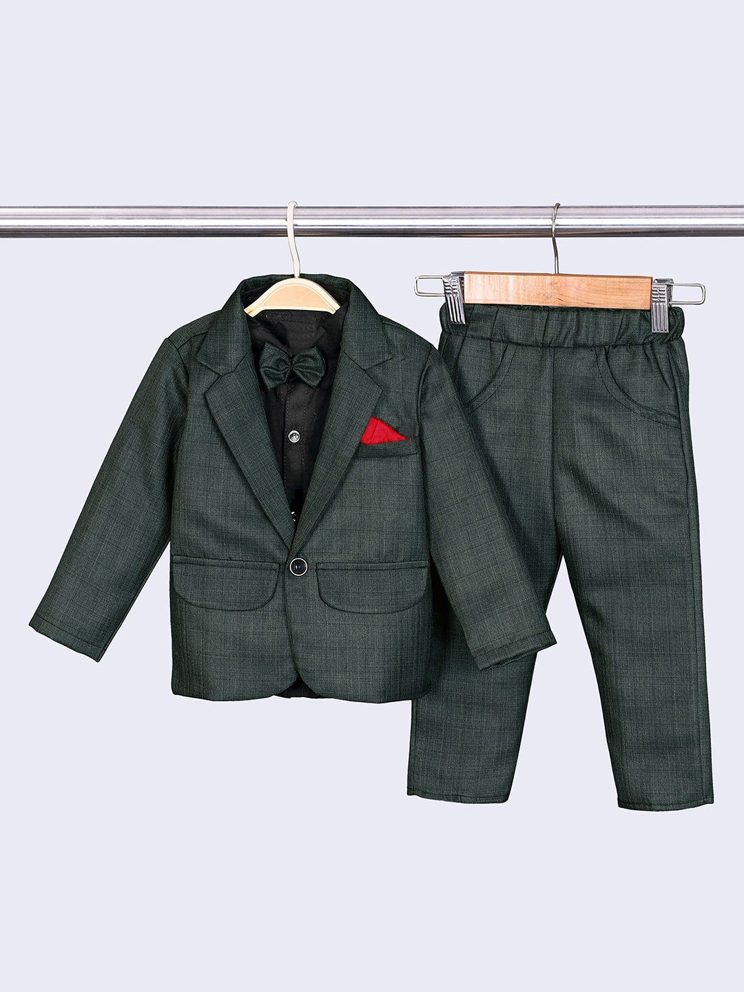 

BAESD Checked Single-Breasted 3-Piece Suit, Green