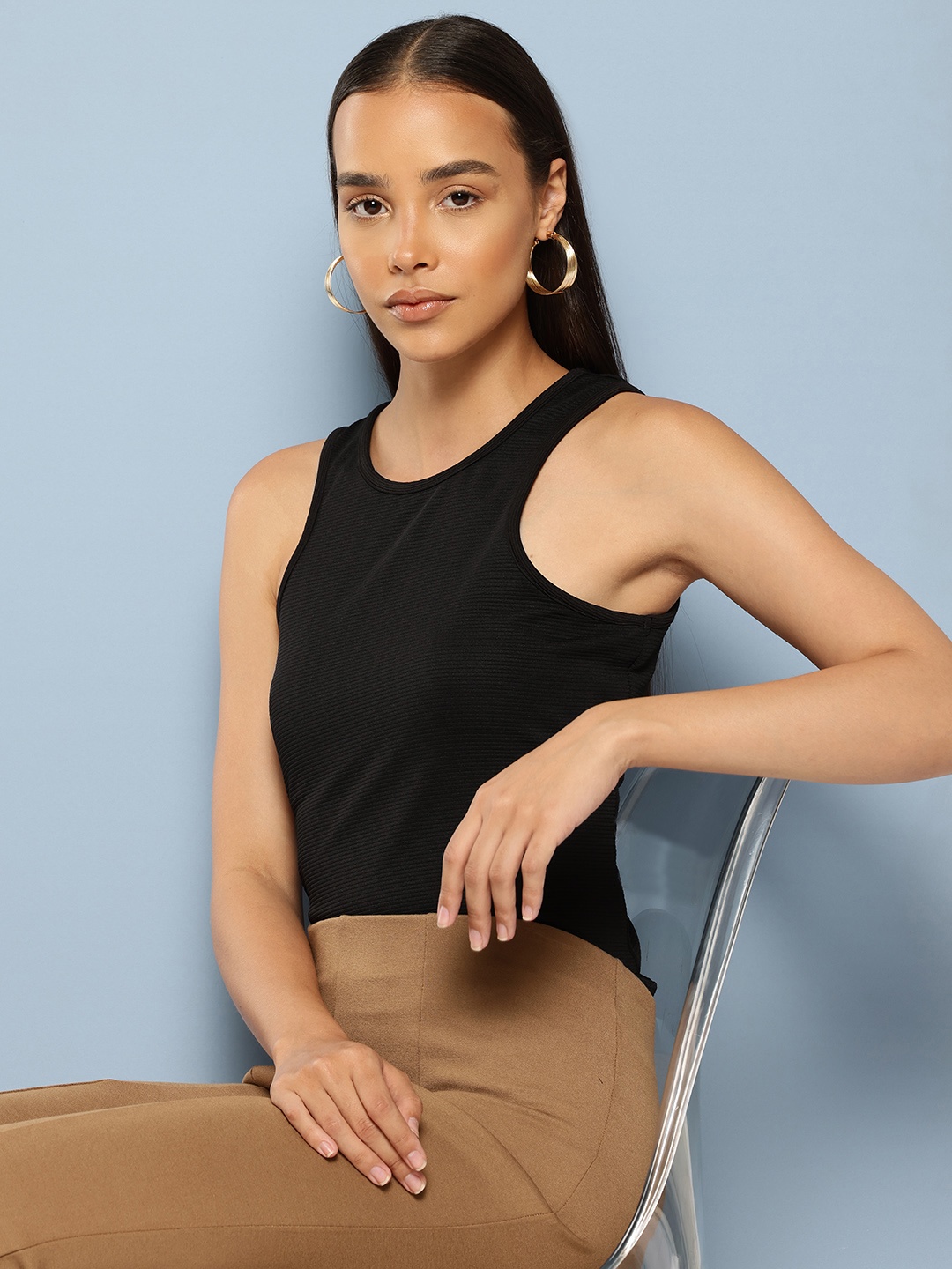 

Chemistry Textured Knit Tank Top, Black