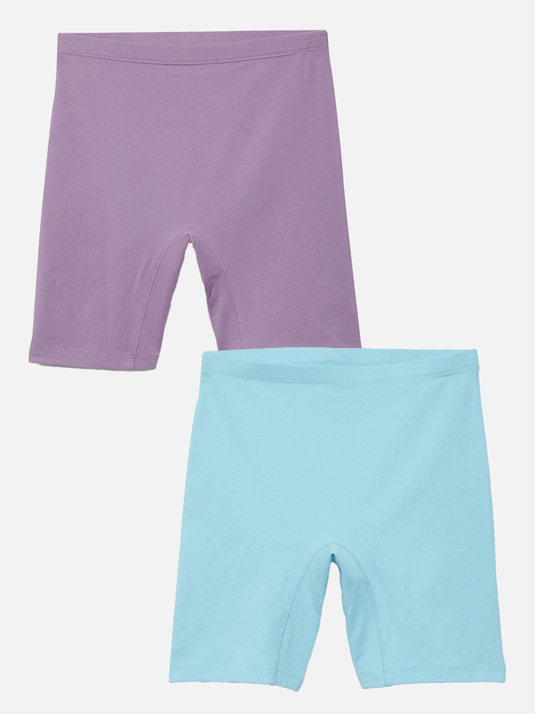 

mackly Girls Pack Of 2 Mid-Rise Boy Shorts, Purple