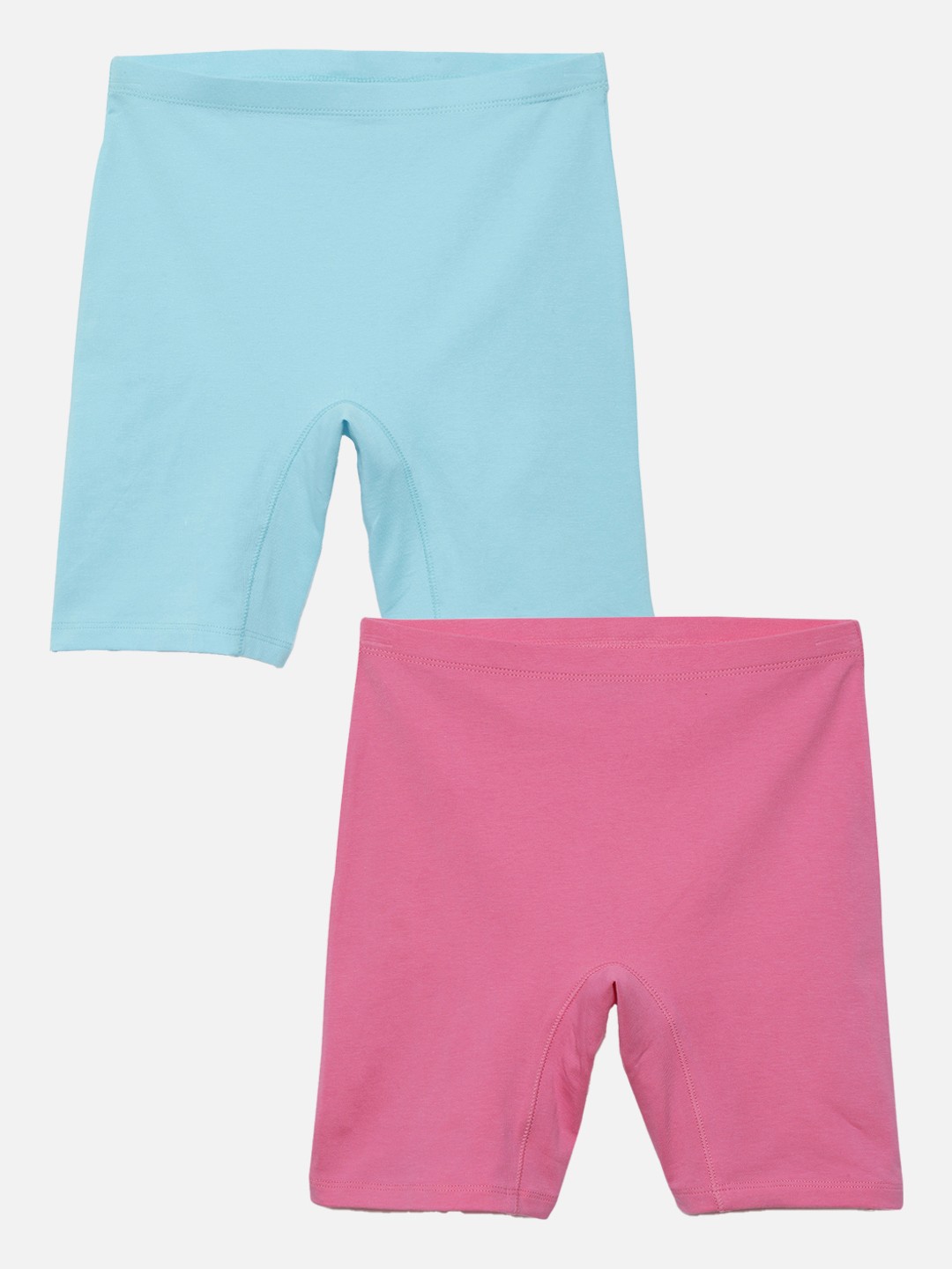 

mackly Girls Pack Of 2 Mid-Rise Slip On Boy Shorts, Blue
