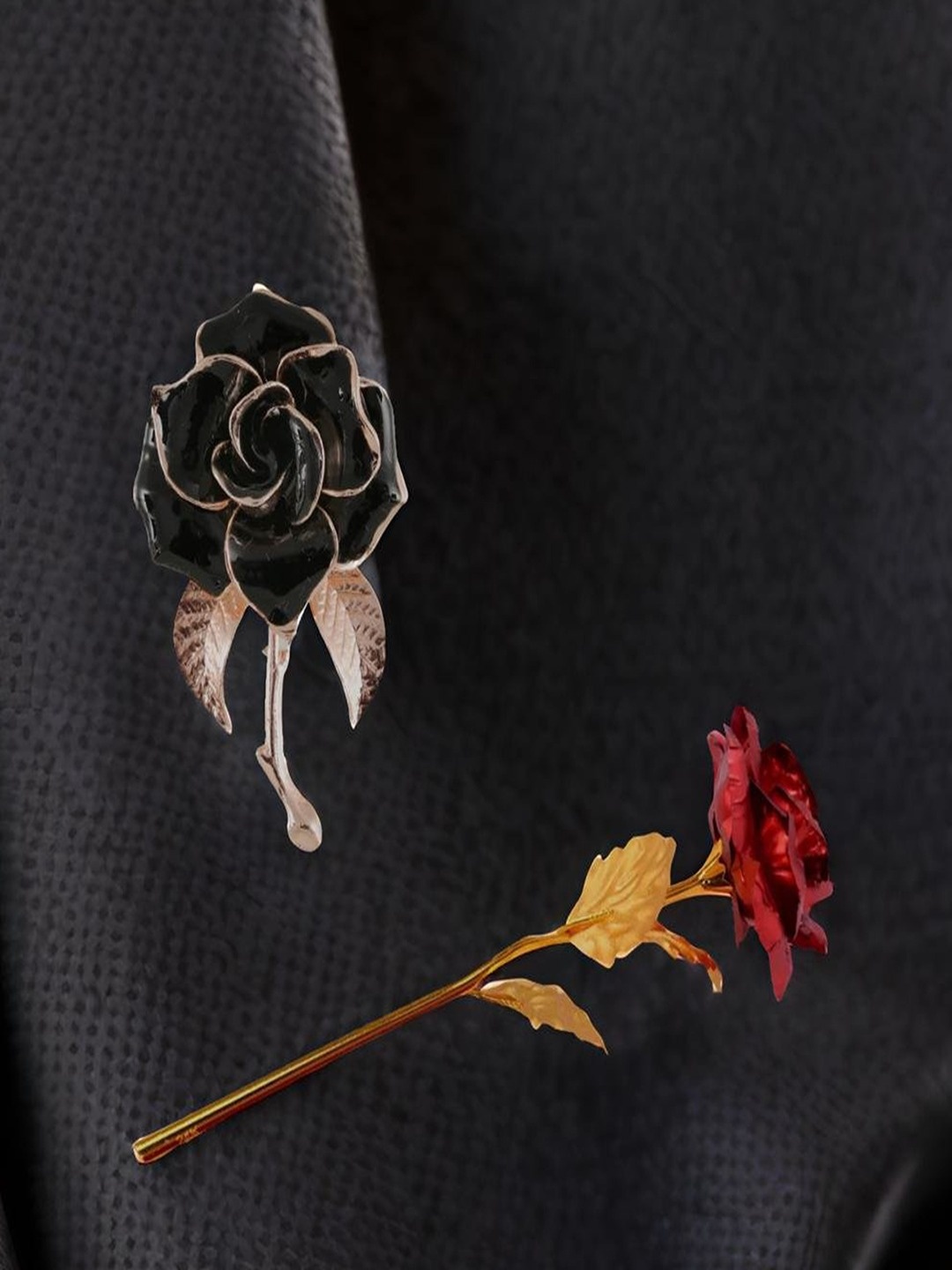 

UNIVERSITY TRENDZ Women Rose Shaped Brooch With Artificial Rose, Black