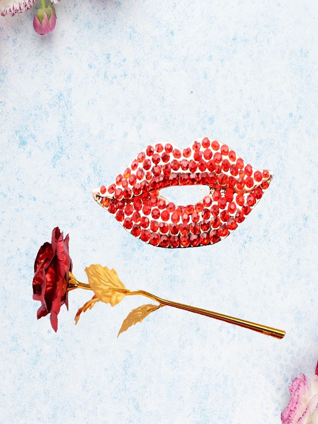 

UNIVERSITY TRENDZ Set Of 2 Stone-Studded Brooch, Red