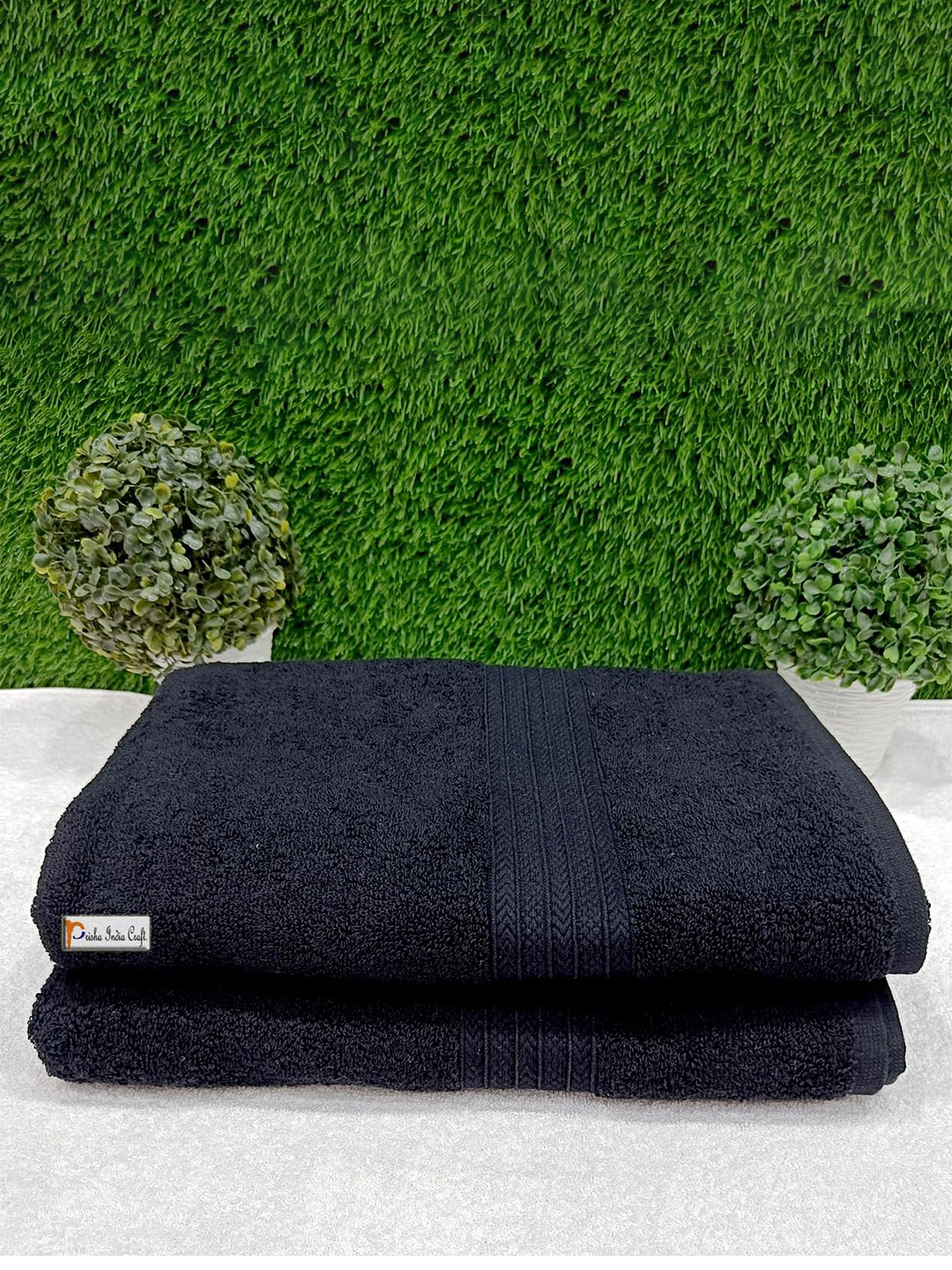 

PRISHA INDIA CRAFT Black Cotton Bath Towels