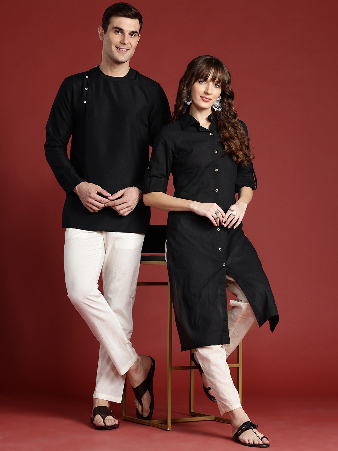

Anouk Pure Cotton Straight Kurta, Black