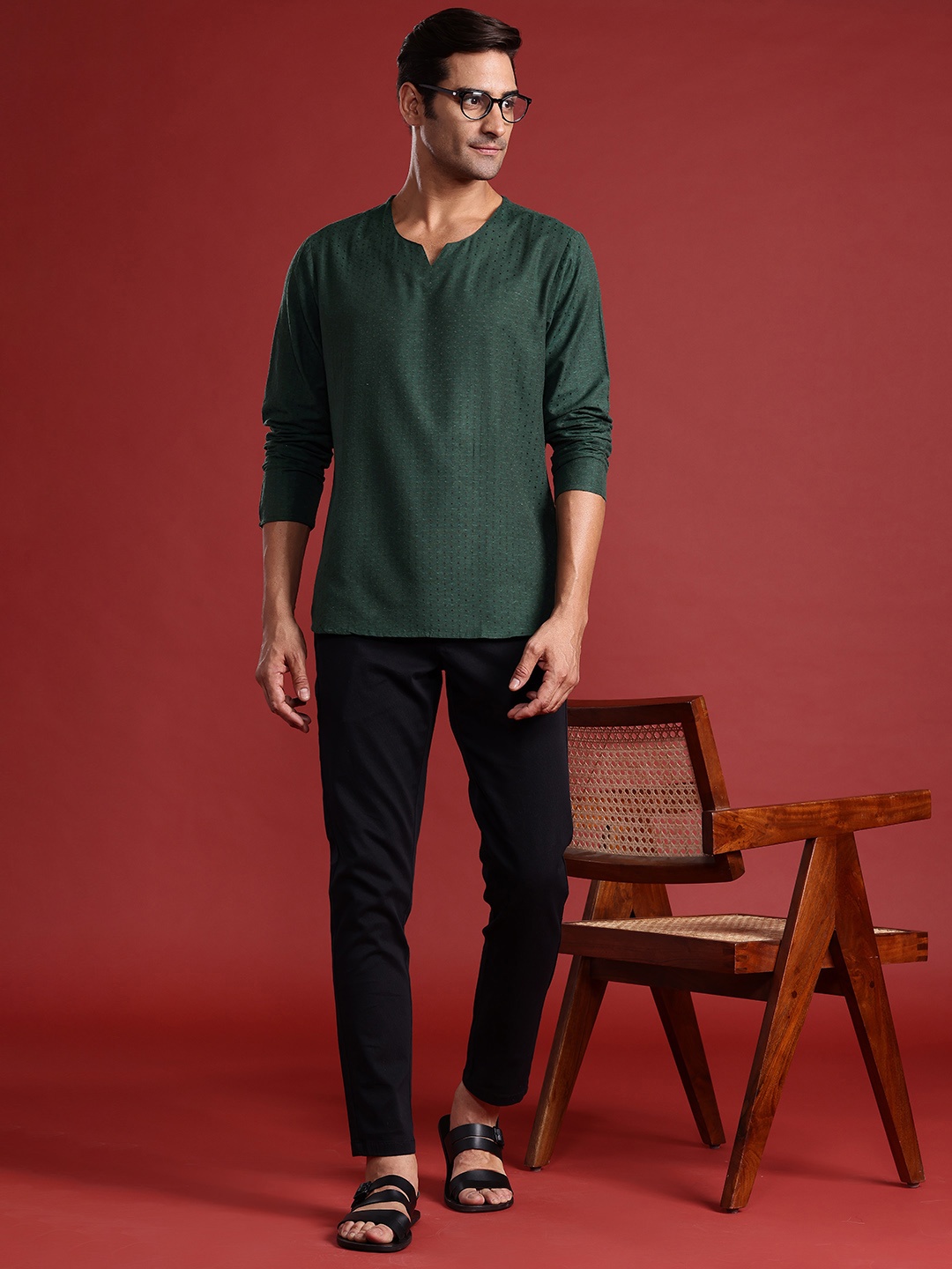 

Anouk Woven Design Kurta, Green