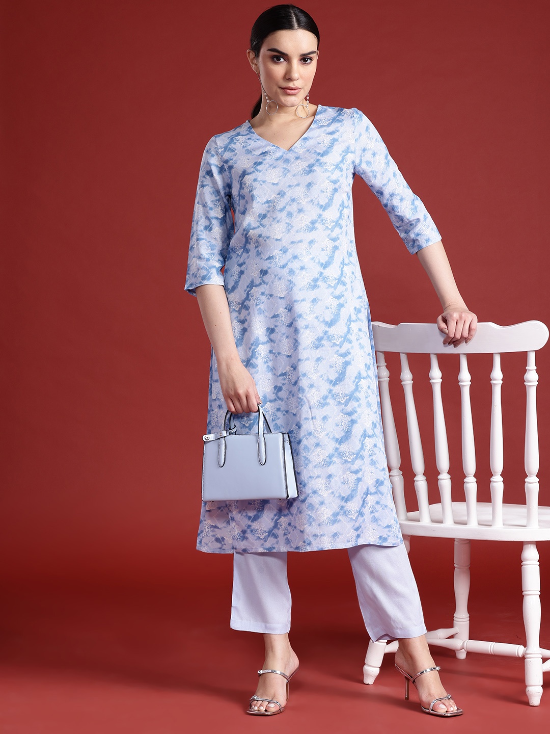 

Anouk Printed Regular Kurta with Trousers, Blue