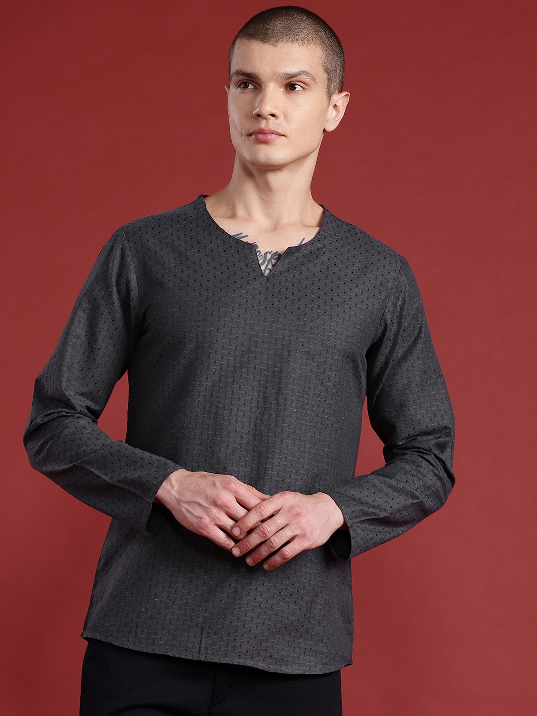 

Anouk Woven Design Kurta, Grey