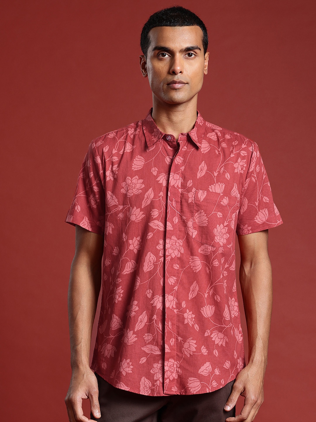 

Anouk Floral Print Cotton Casual Shirt, Rust