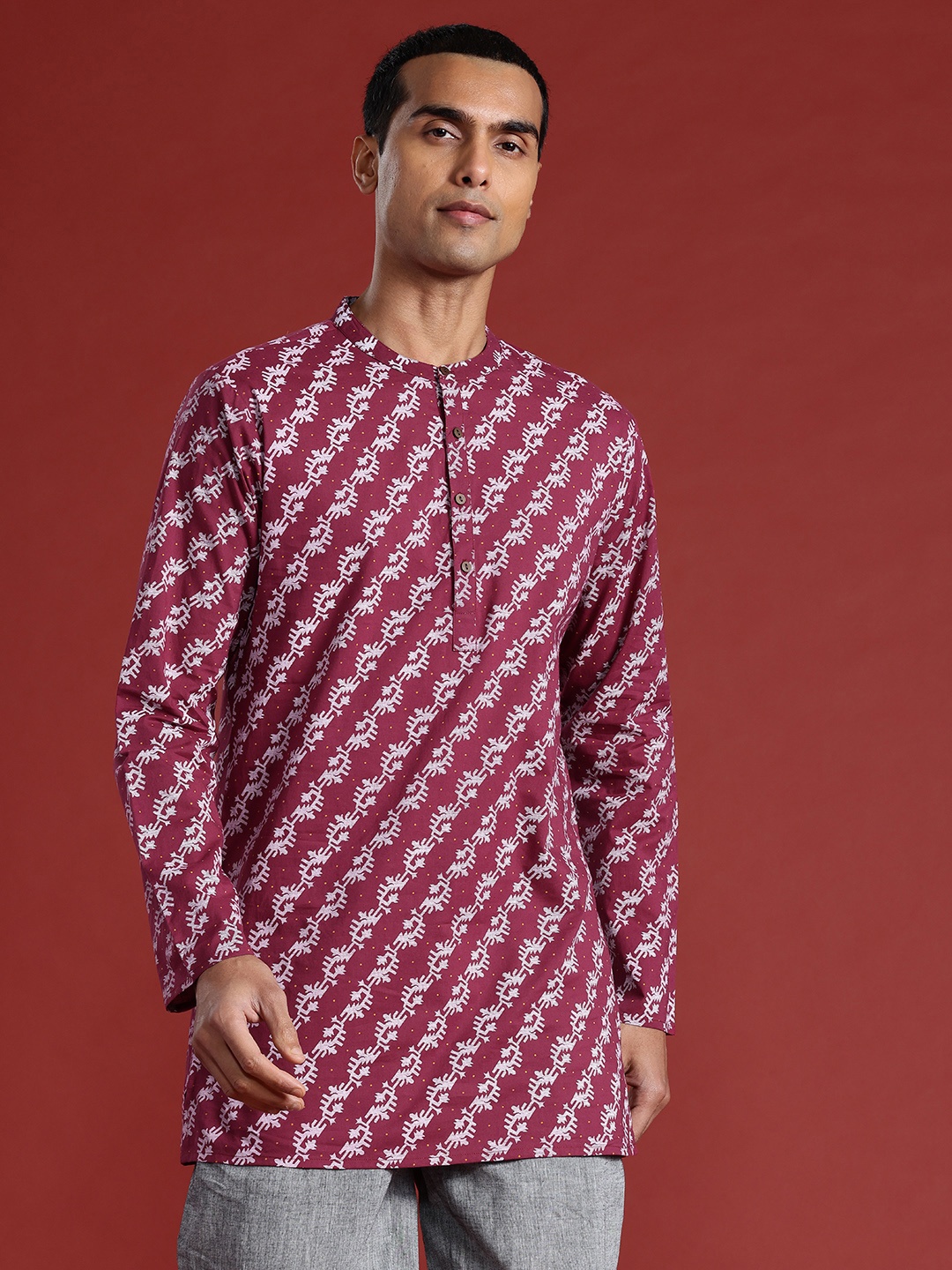 

Anouk Pure Cotton Printed Straight Kurta, Maroon