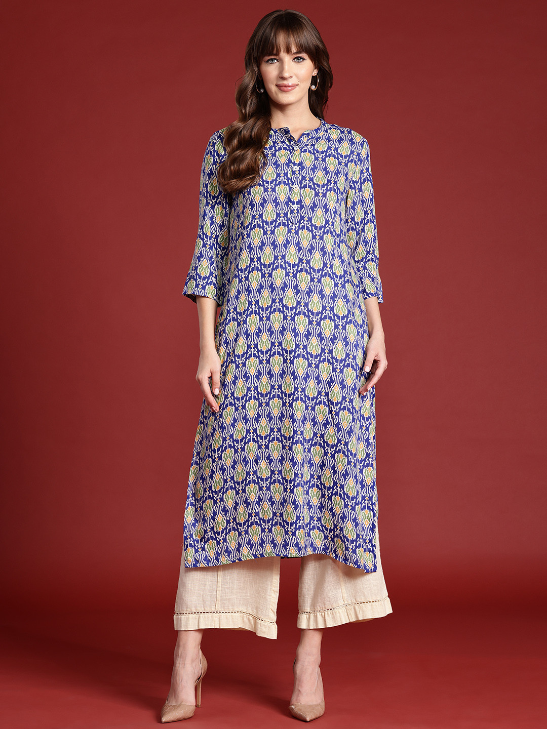 

Anouk Abstract Print Straight Kurta, Blue