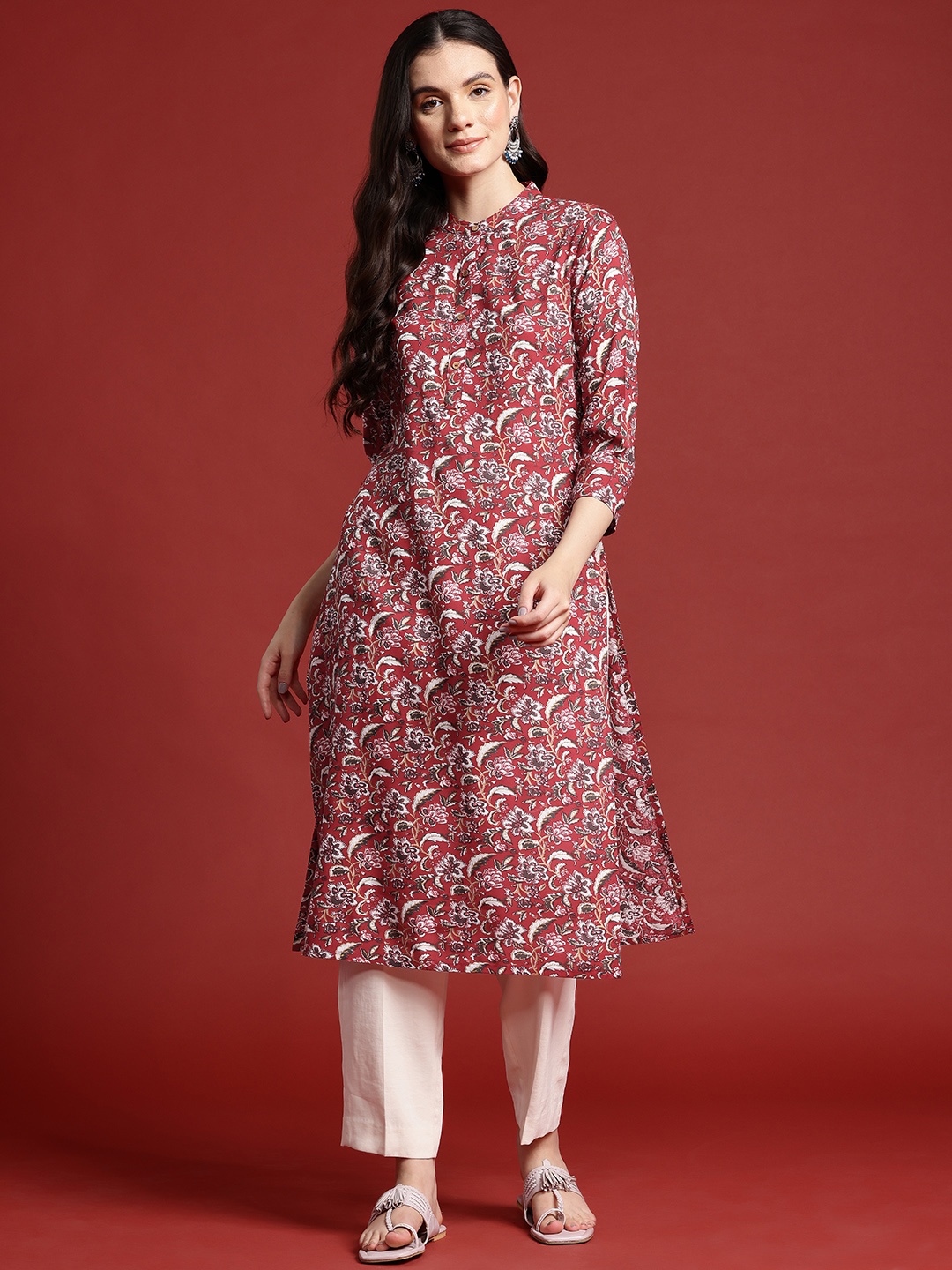 

Anouk Women Indie Florals Kurta, Red