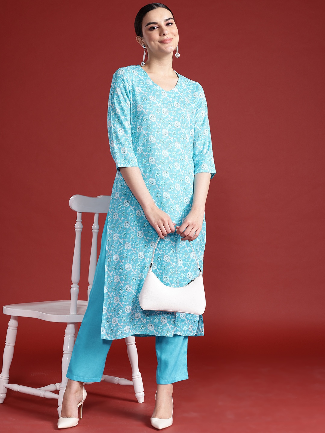 

Anouk Floral Print Kurta with Trousers, Blue