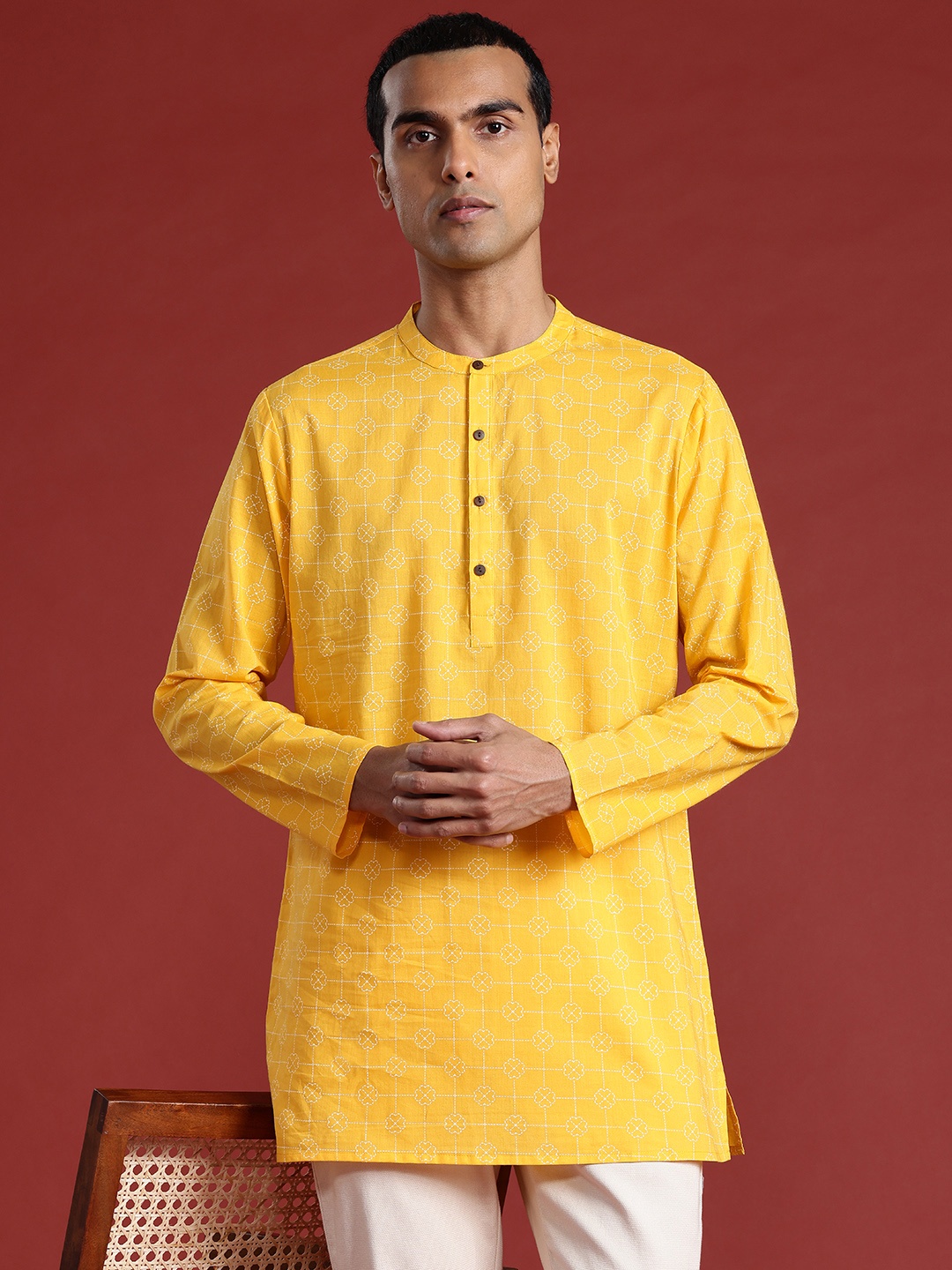 

Anouk Printed Pure Cotton Kurta, Yellow