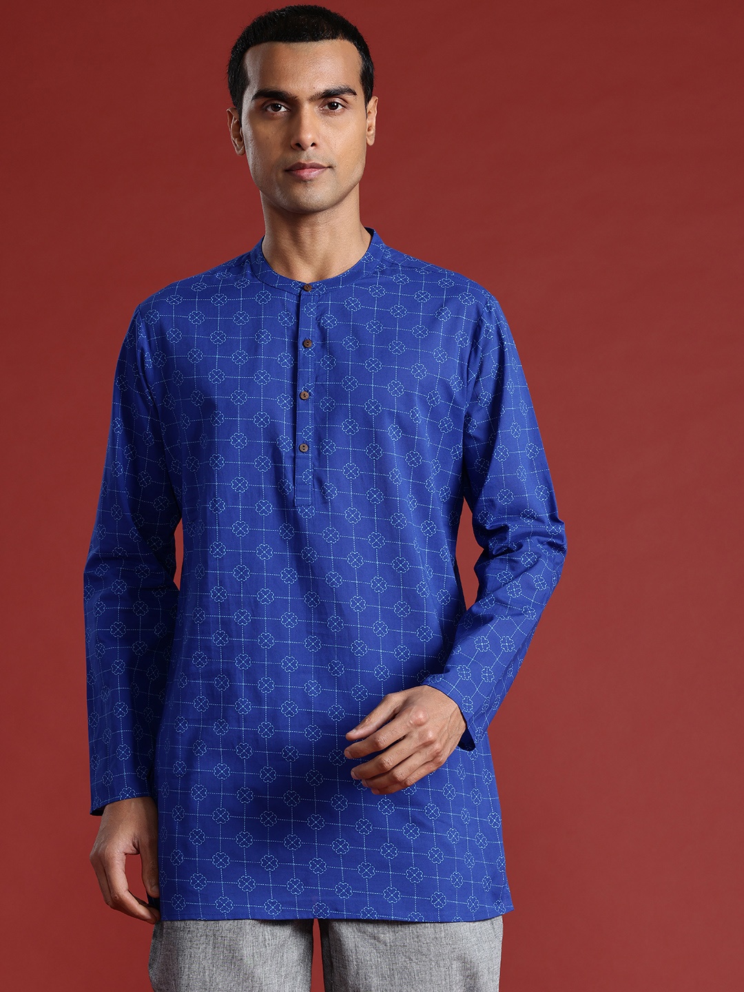 

Anouk Printed Pure Cotton Kurta, Navy blue
