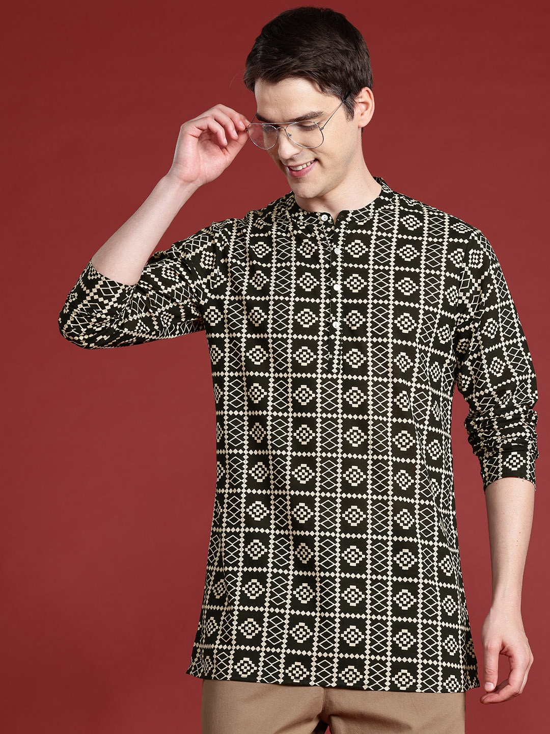 

Anouk Pure Cotton Printed Straight Kurta, Black