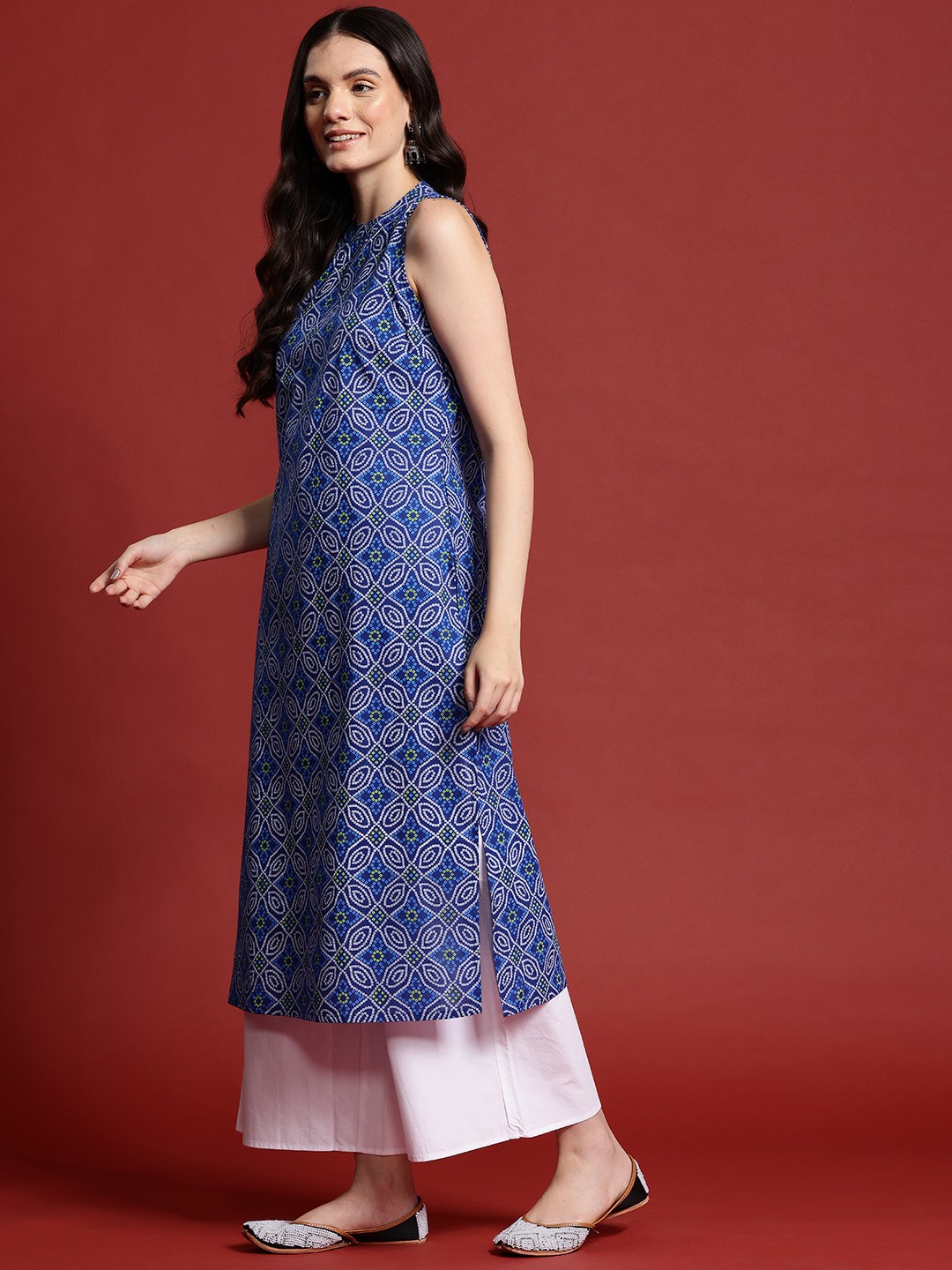 

Anouk Women Bandhani Printed Cotton Kurta, Blue