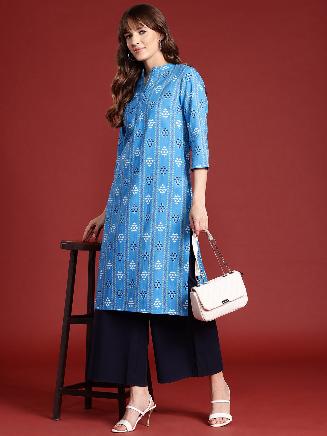 

Anouk Pure Cotton Printed Straight Kurta, Blue