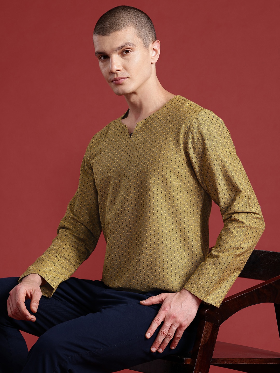 

Anouk Woven Design Kurta, Mustard