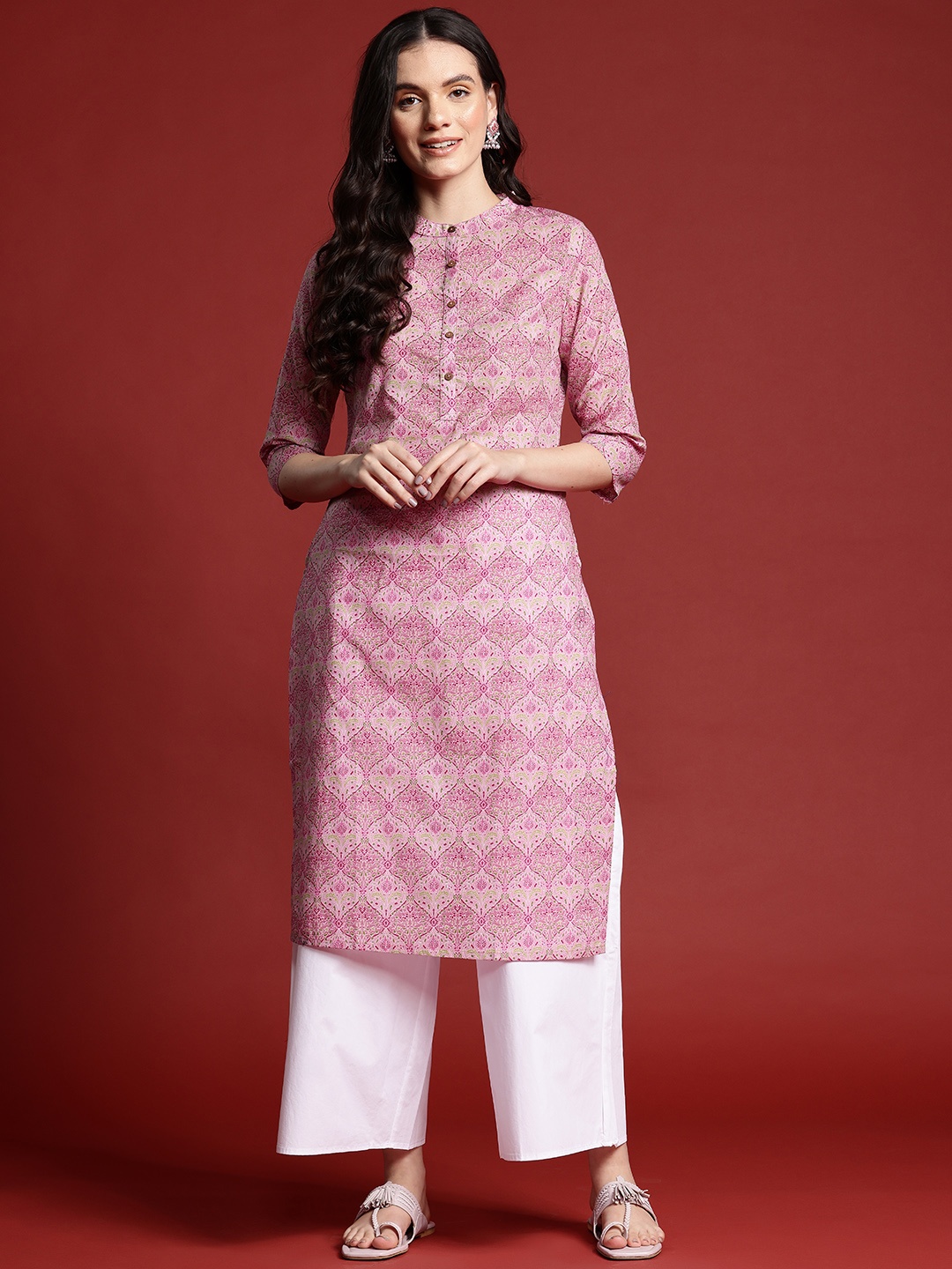 

Anouk Women Ethnic Motifs Printed Cotton Kurta, Pink