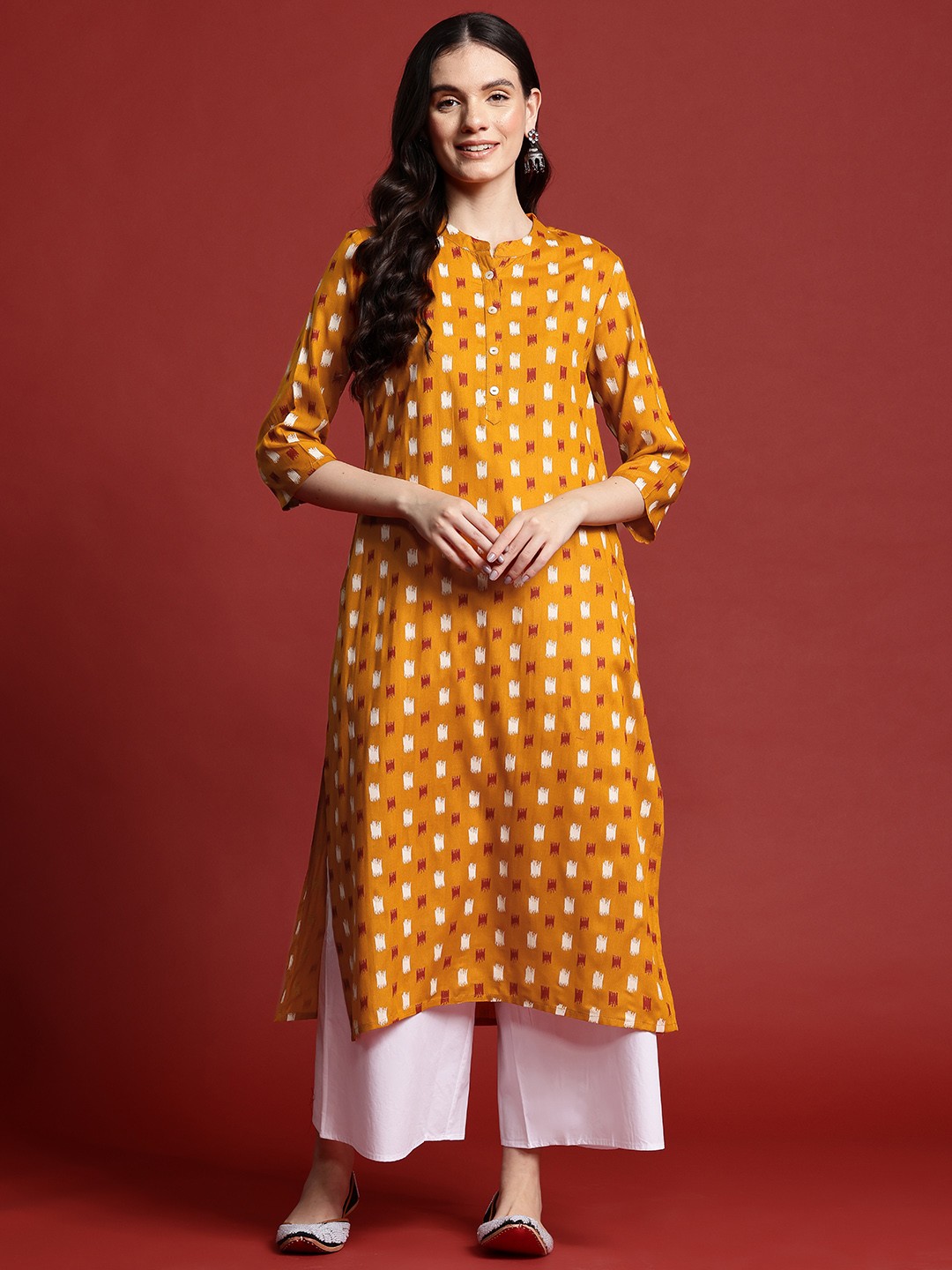 

Anouk Women Printed Kurta, Mustard