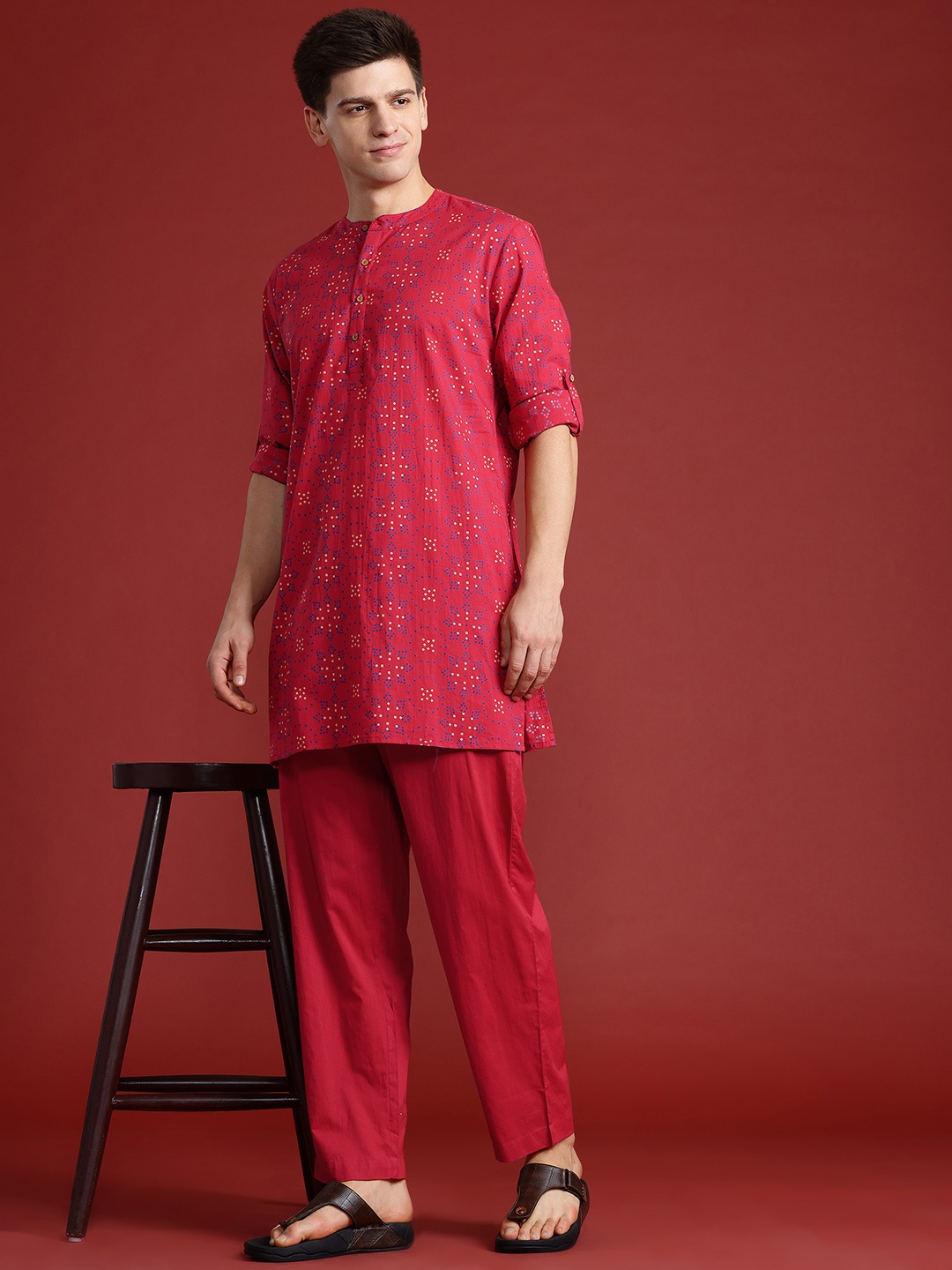 

Anouk Bandhani Print Pure Cotton Kurta with Trousers, Red