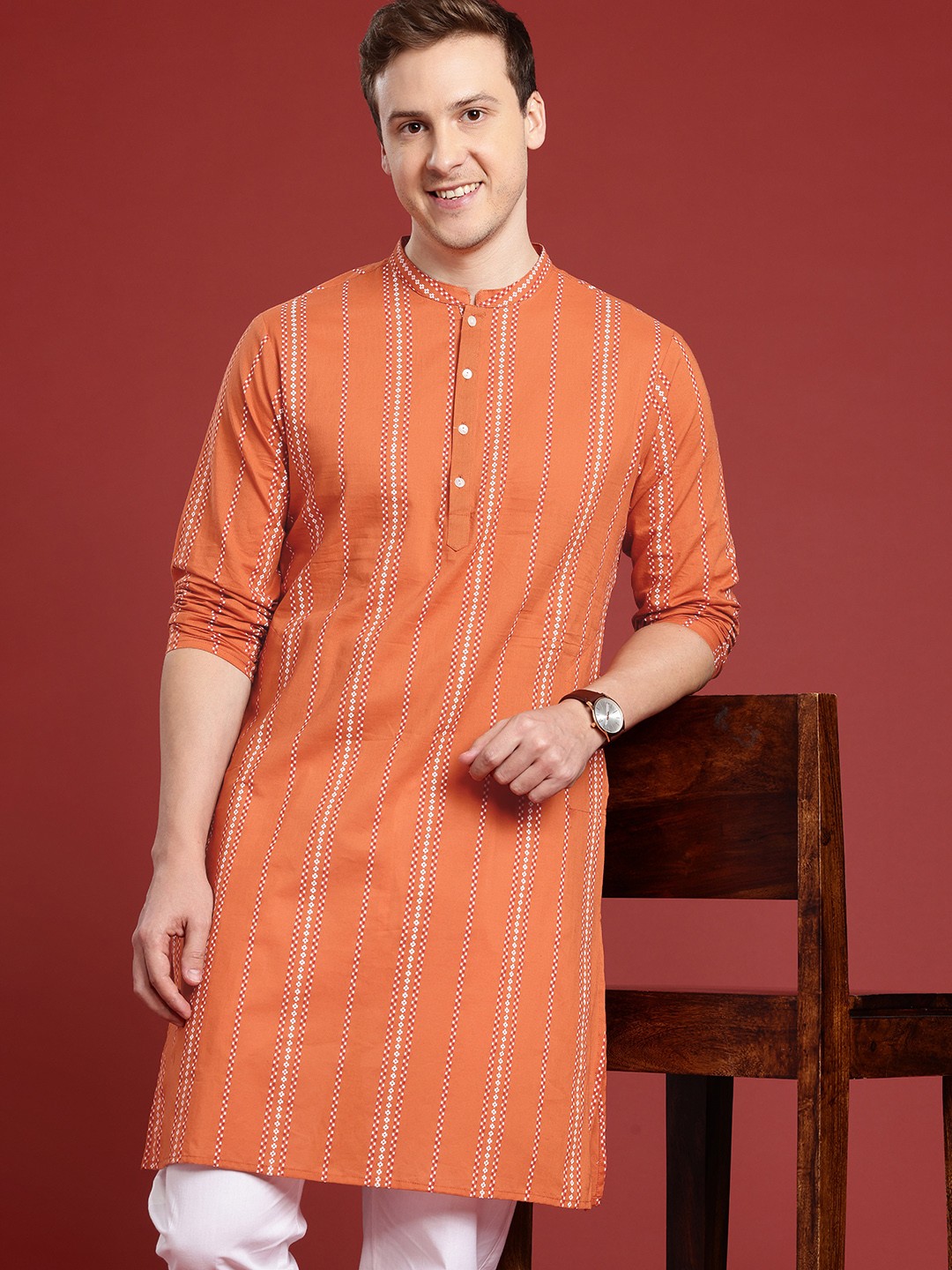 

Anouk Pure Cotton Printed Kurta, Orange