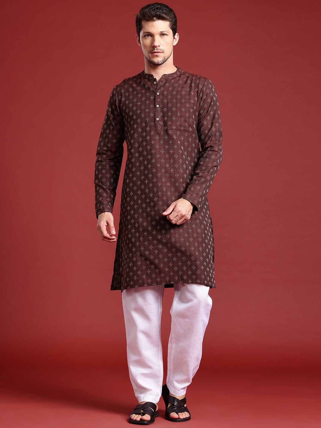 

Anouk Woven Design Straight Kurta, Maroon