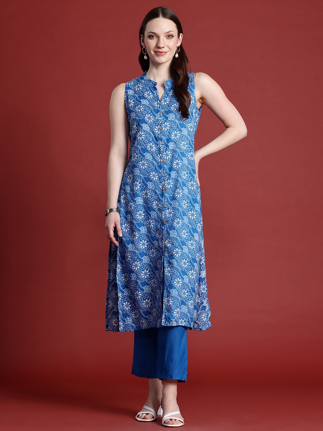 

Anouk Floral Printed Kurta with Trousers, Blue