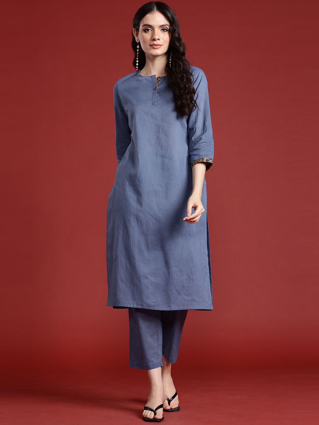 

Anouk Women Pure Cotton Kurta With Trousers, Blue