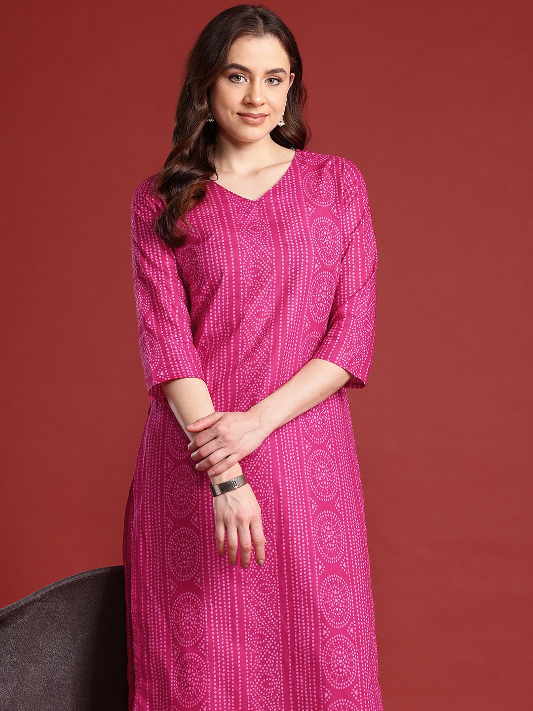 

Anouk Printed Pure Cotton Kurta with Palazzos, Pink