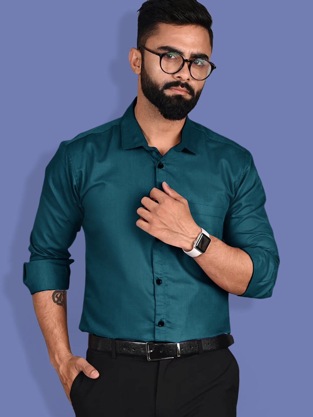 

1 Stop Fashion Opaque Pure Cotton Casual Shirt, Green