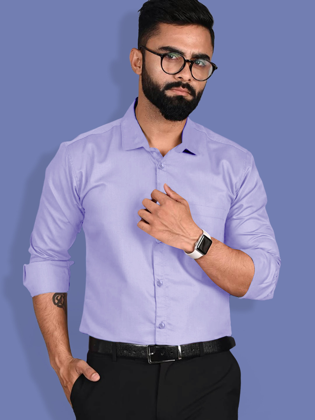 

1 Stop Fashion Standard Slim Fit Cotton Formal Shirt, Lavender