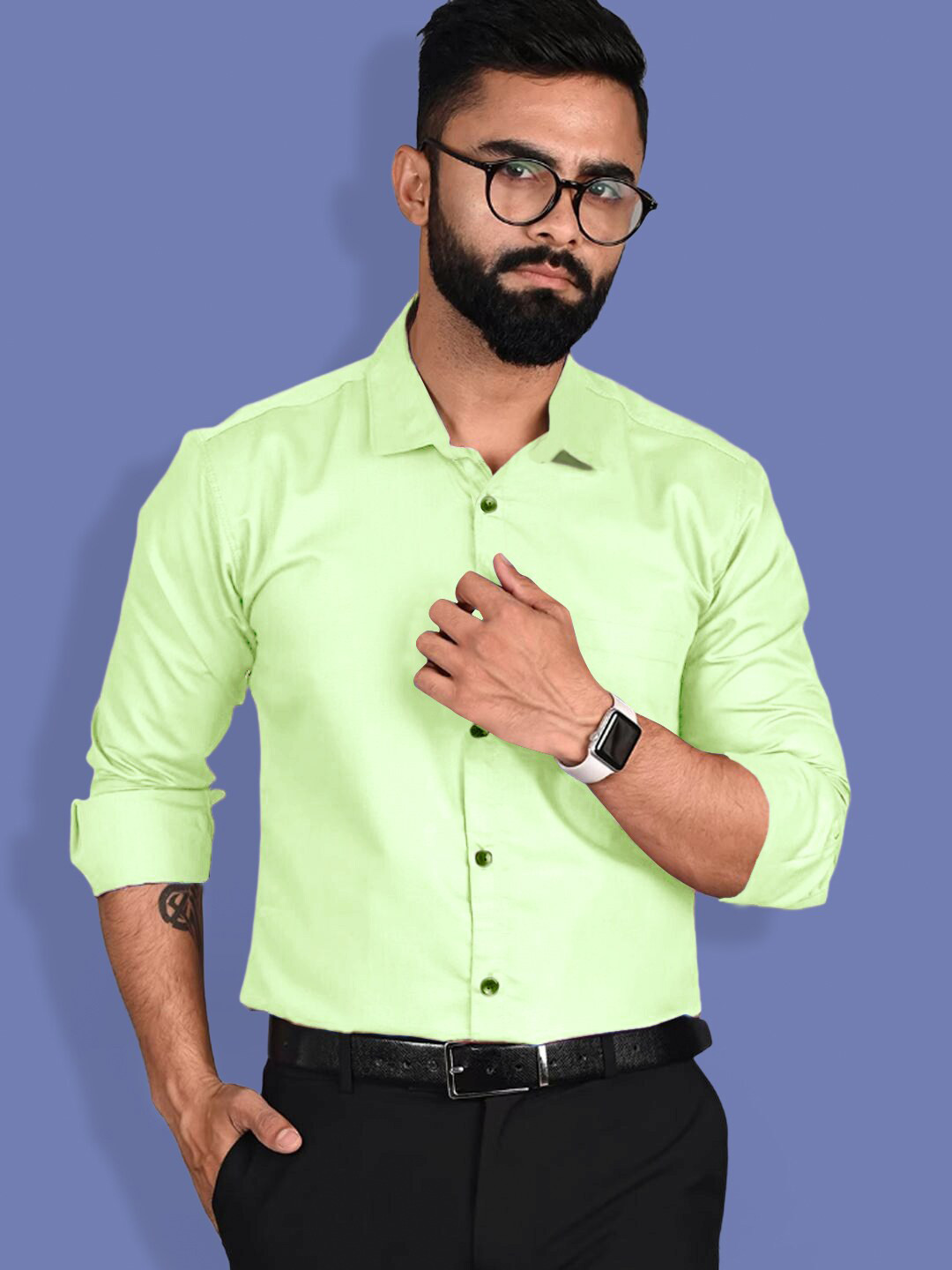 

1 Stop Fashion Standard Opaque Slim Fit Pure Cotton Casual Shirt, Lime green