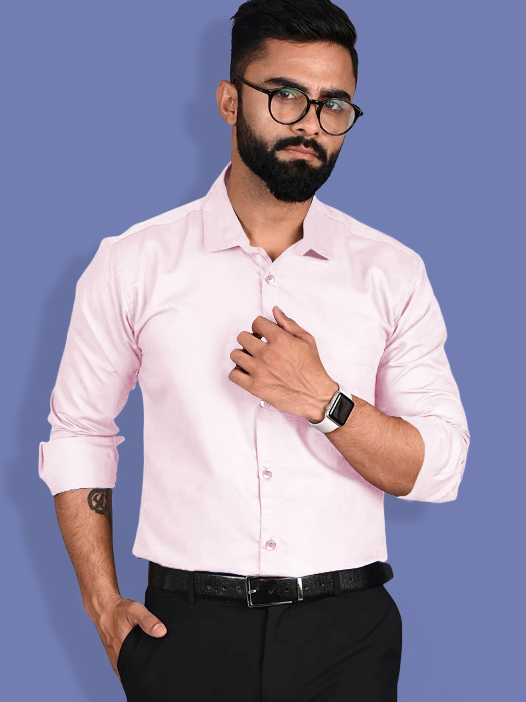 

1 Stop Fashion Spread Collar Standard Formal Pure Cotton Shirt, Pink