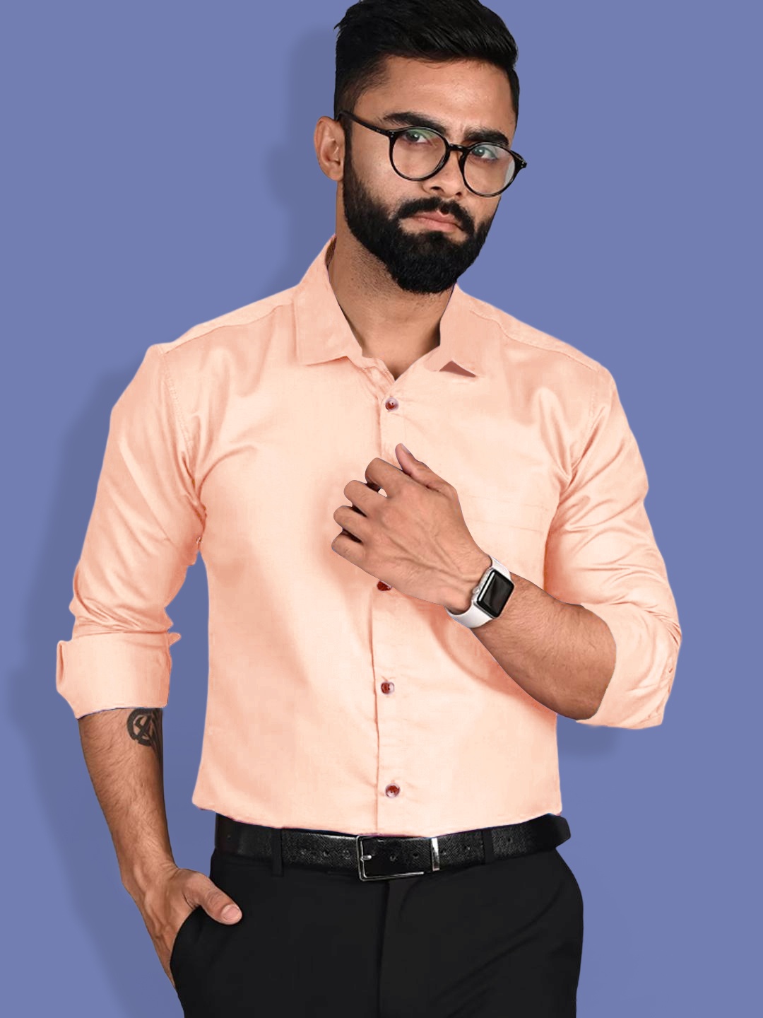 

1 Stop Fashion Spread Collar Standard Formal Pure Cotton Shirt, Peach