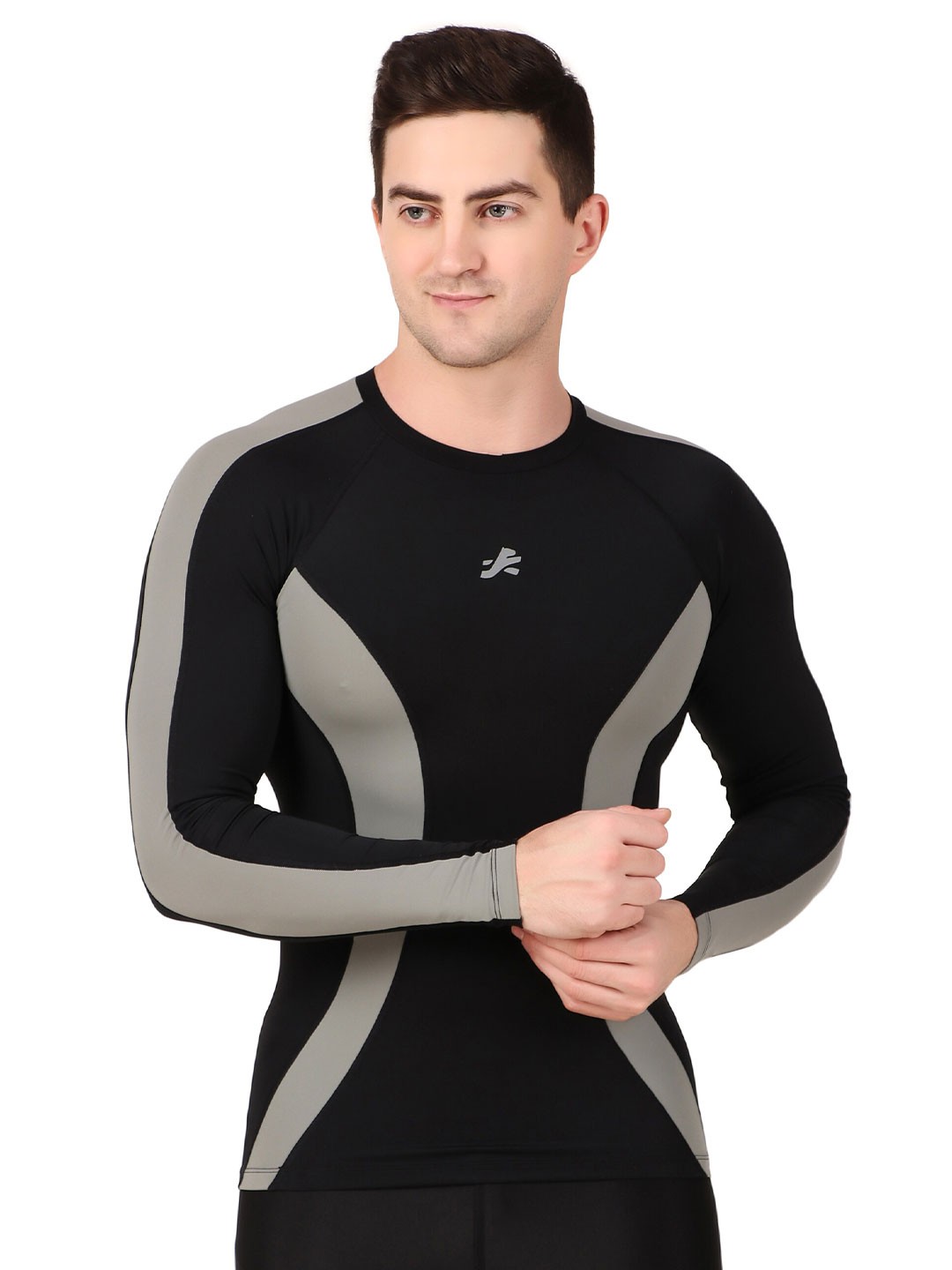 

REDESIGN Colourblocked Moisture Wicking Compression T-shirt, Grey