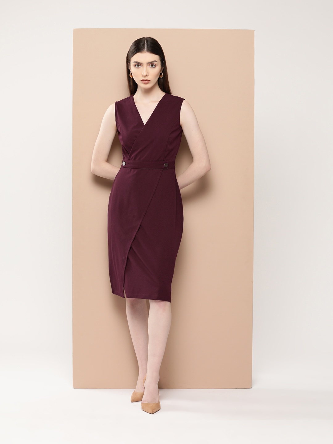 

her by invictus Formal Wrap Dress, Maroon