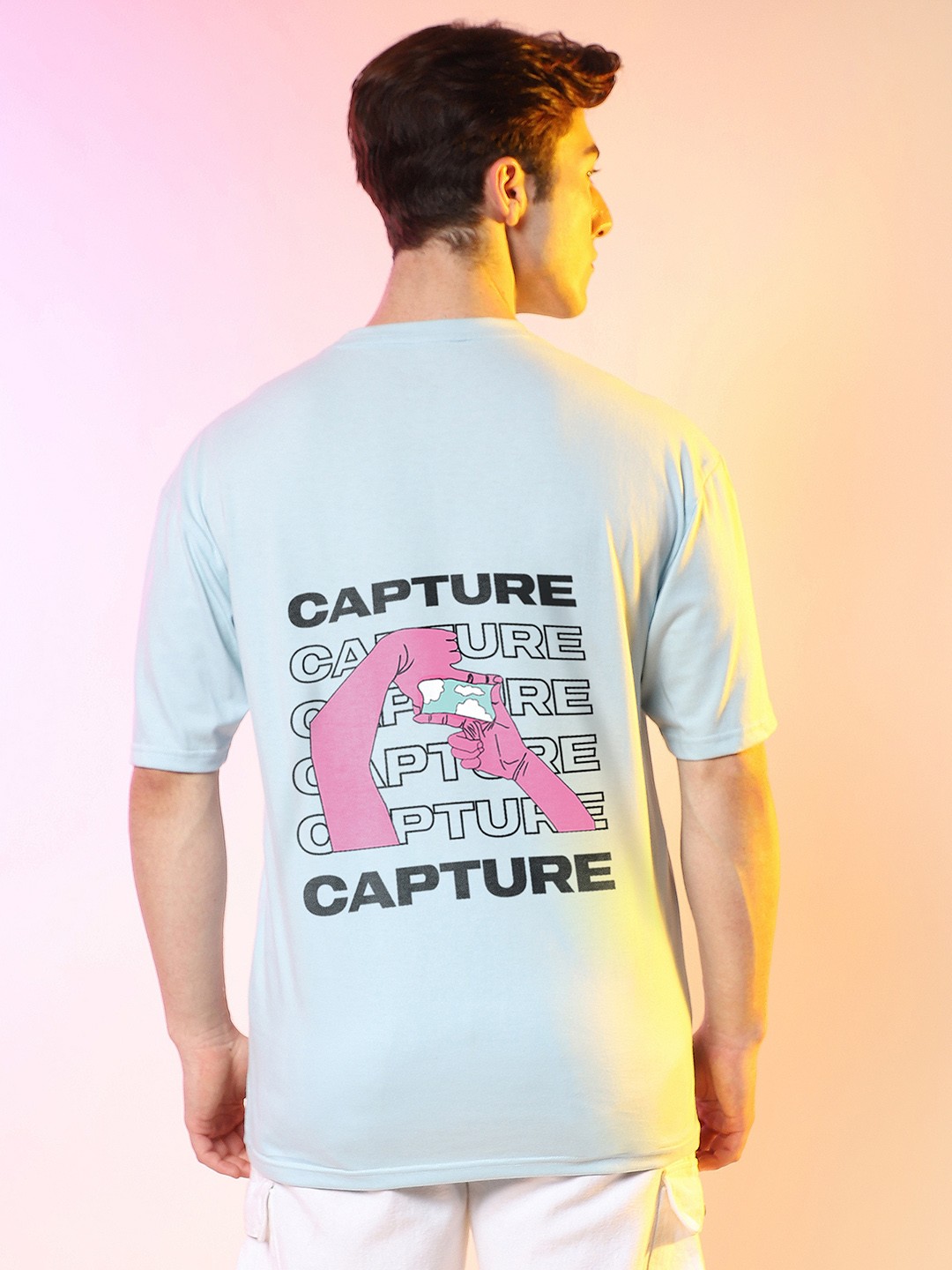

Campus Sutra Typography Printed Cotton Oversized T-shirt, Blue