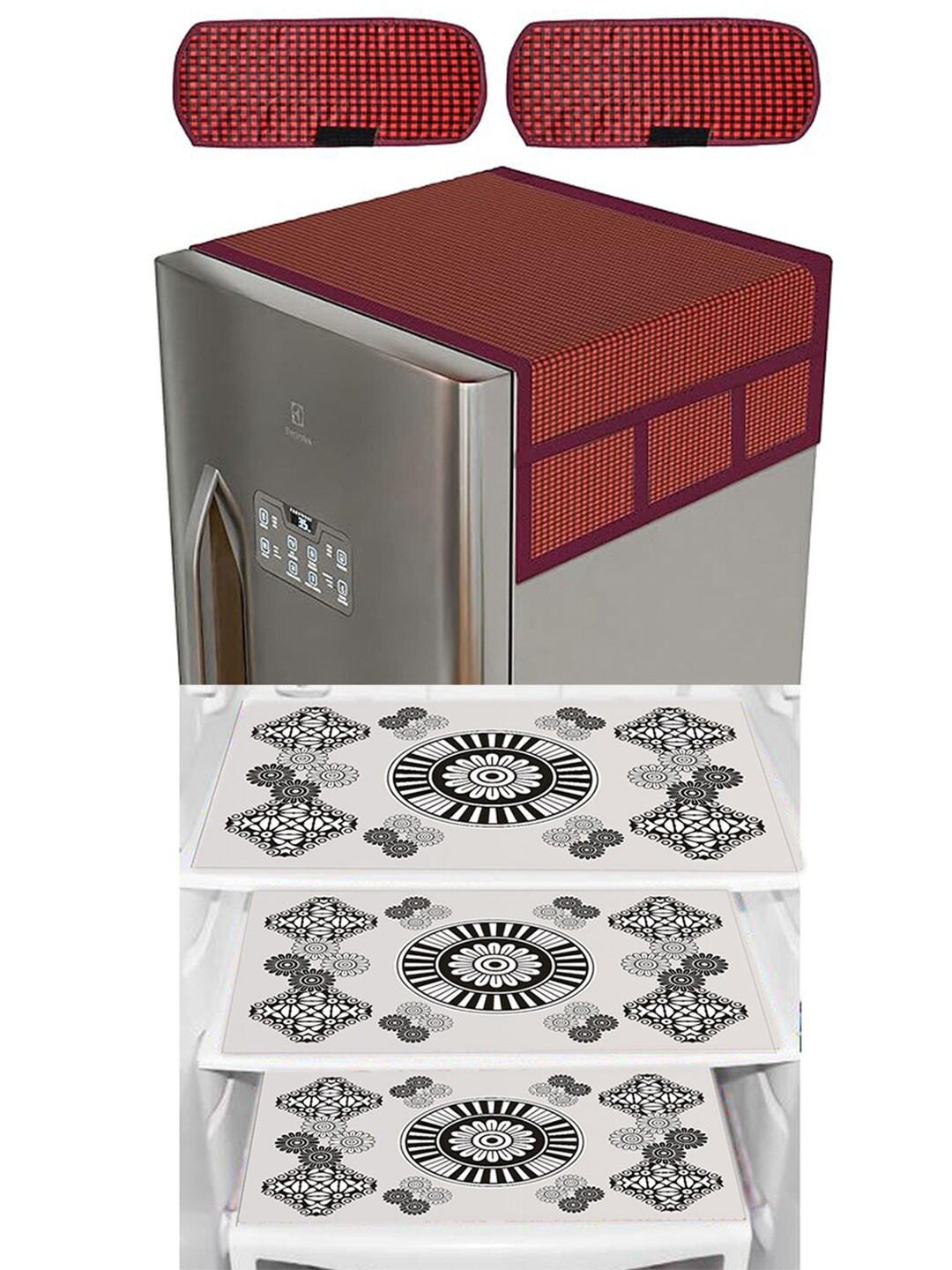 

Dakshya Industries 6 Pieces Maroon Printed Refrigerator covers