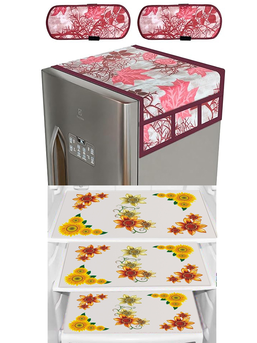 

Dakshya Industries Yellow & Pink 6 Pieces Printed Refrigerator Covers & Mats
