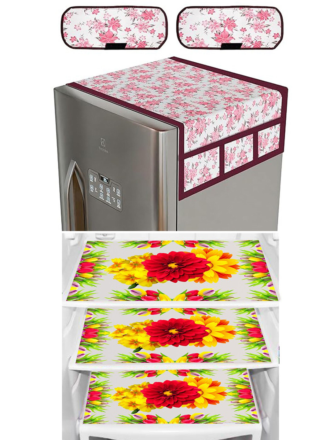 

Dakshya Industries Yellow & Pink 6 Pieces Printed Refrigerator Covers & Mats