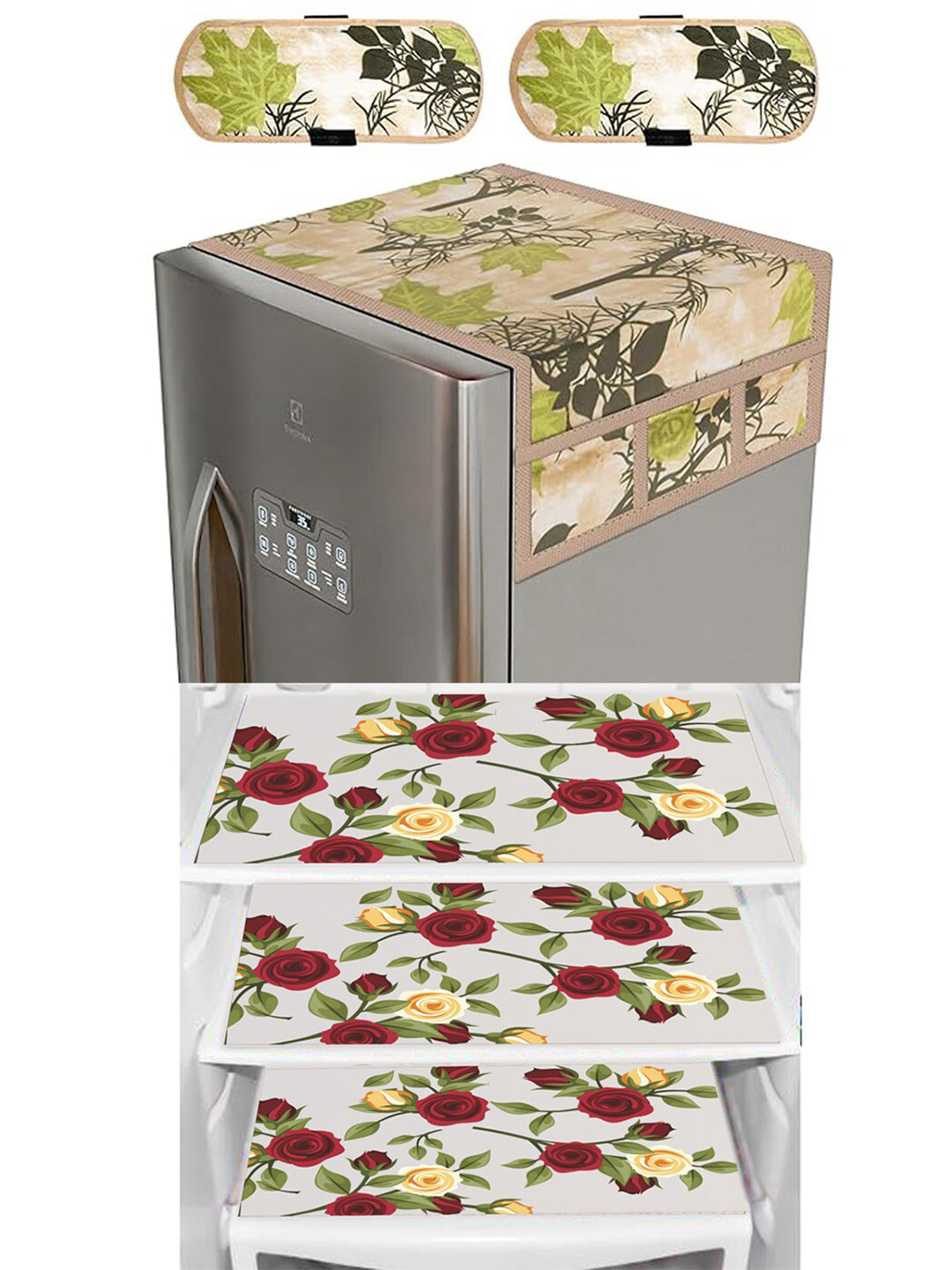 

Dakshya Industries 6 Pieces Green Printed Fridge Top Cover and Handle Covers & Mats