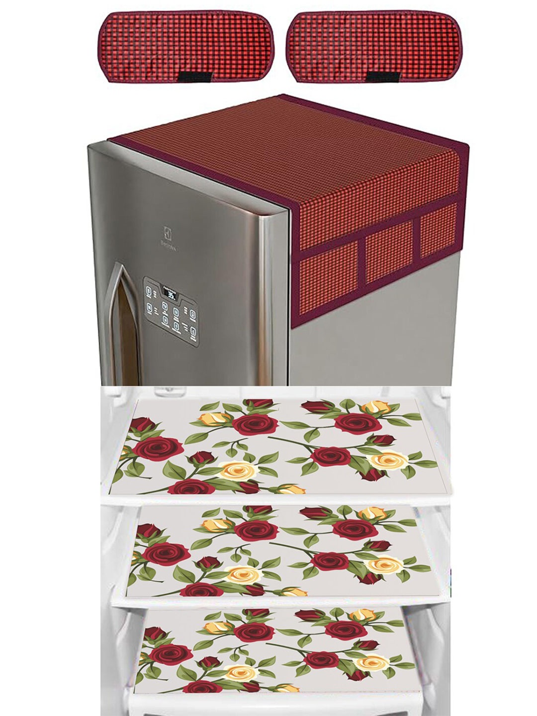 

Dakshya Industries Yellow & Maroon 6 Pieces Printed Refrigerator Covers & Mats