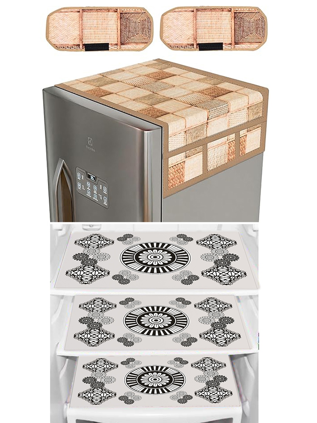 

Dakshya Industries Brown & Black 6 Pieces Printed Refrigerator Covers & Mats