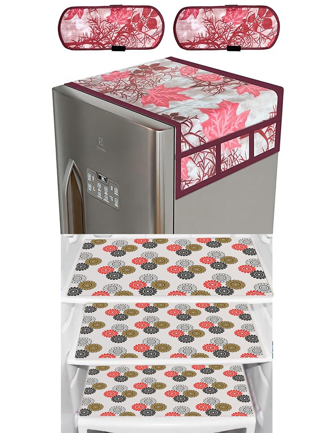 

Dakshya Industries Green & Pink 6 Pieces Printed Refrigerator Covers & Mats